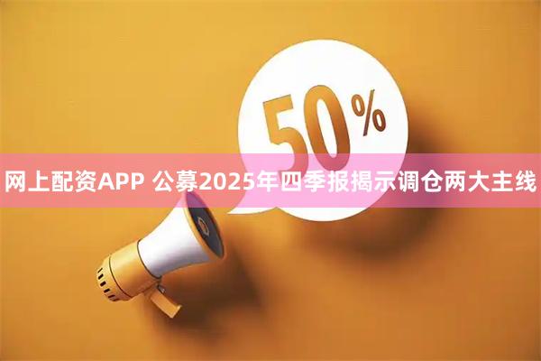 网上配资APP 公募2025年四季报揭示调仓两大主线
